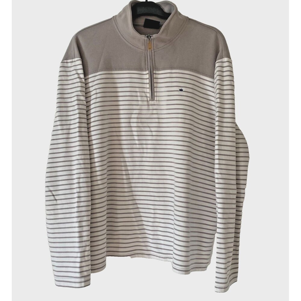 Crown & Ivy Sweater Mens XXLarge 1/4 Quarter Zip Pullover  Gray Striped‎